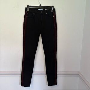 7 For All Mankind B(air) Black & Red Stripe The High Waist Ankle Skinny Jeans